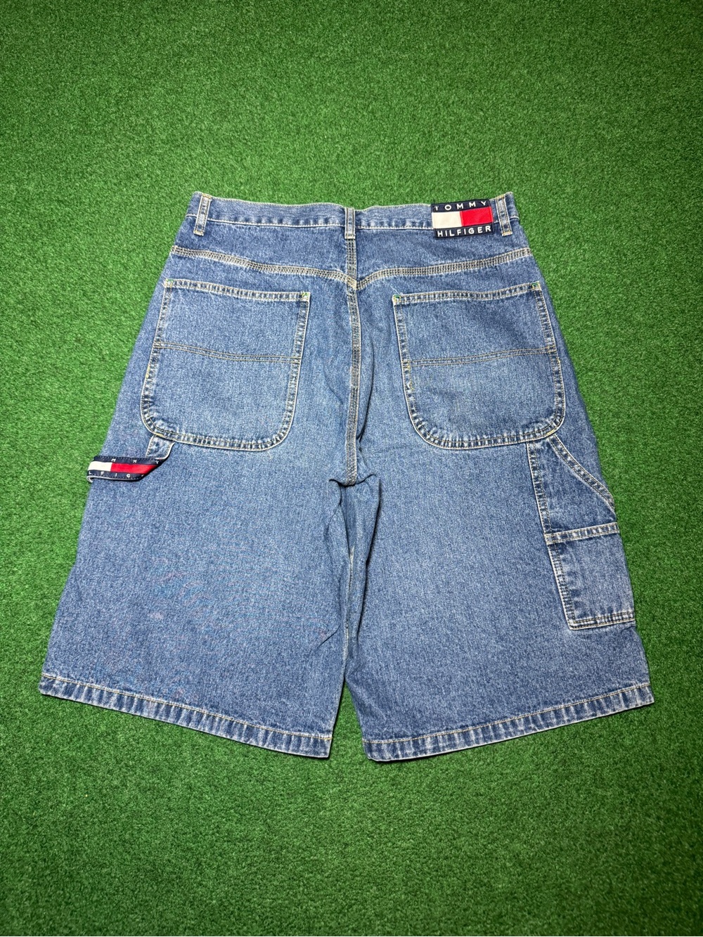 Vintage 90s Tommy Hilfiger Carpenter Jorts, Jean Shorts Trendy Hip Hop (Size 33)